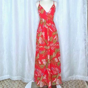 Japna Red Tropical Print Maxi Dress